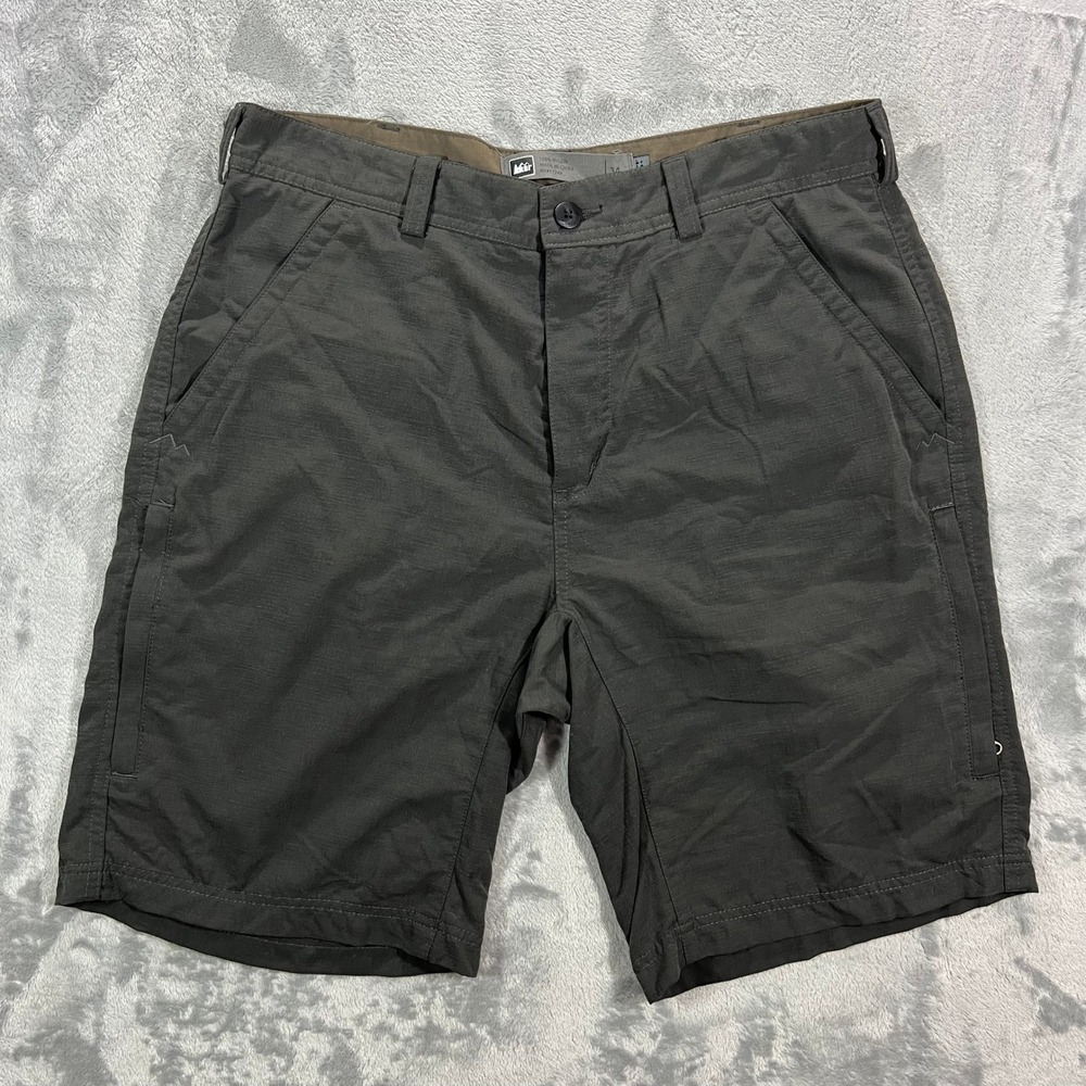 REI Sahara Nylon UPF 50+ Chino Shorts Men 34 Dark Gray Hiking Outdoor 794423 Zip